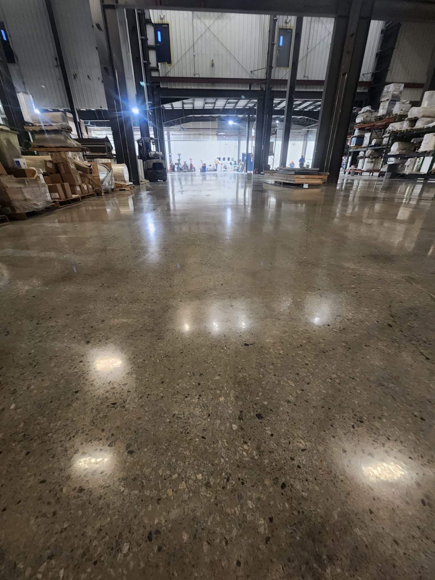 Polished concrete floor for a commercial facility